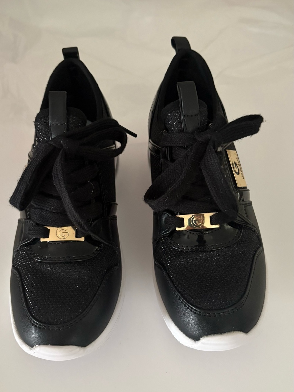 G by Guess Black Sneakers with Gold Logo Plaques